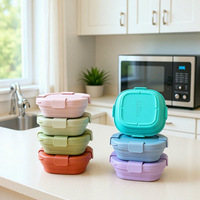 Boîte à lunch pliable en silicone avec couvercle verrouillable, qualité alimentaire, anti-fuite, récipient de stockage alimentaire pliable pour le camping en plein air et les voyages