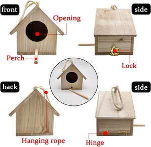 El-boyalı açık asılı mavi kuş ispinozları için Aviary ahşap kuş evi bahçe veranda dekorasyon için - Product Image 5