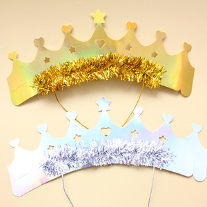 DAMAI Vente en gros de chapeaux d'anniversaire en <span class=keywords><strong>papier</strong></span> avec couronne à pompons dorés et argentés pour enfants et adultes, accessoires de décoration pour fêtes et rassemblements - Product Image 2
