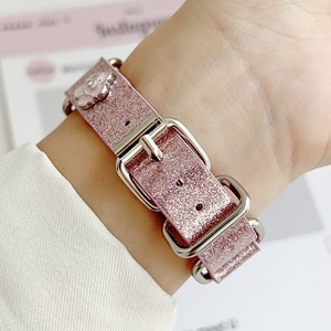 Forwelleny femmes diamant camélia paillettes <span class=keywords><strong>bracelet</strong></span> en <span class=keywords><strong>cuir</strong></span> <span class=keywords><strong>Bracelet</strong></span> pour <span class=keywords><strong>Apple</strong></span> <span class=keywords><strong>Watch</strong></span> série 11 10 9 8 7 Se 6 5 4 Ultra2 - Product Image 4