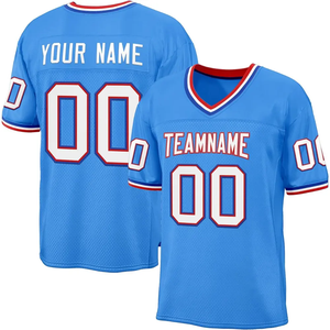 Camiseta de béisbol azul claro para hombre, cuello en V, manga corta, malla, nombre del equipo, nombre del jugador, 00 impreso, ajuste regular - Product Image 2