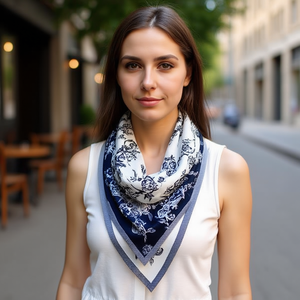 Sciarpa triangolare Zhihao 135x60 cm con stampa floreale per donna, accessorio di moda multifunzionale - Product Image 2