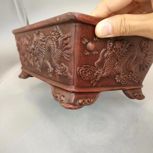 Vaso Classico da Bonsai a Forma di Drago, Antichi Vasi da Bonsai Scolpiti a Forma di Drago, Vaso da Bonsai in Ceramica di Sabbia Viola - Product Image 4