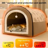 Lit pour animaux de compagnie en gros, écologique, confortable, à motif de dessin animé, pour chiens et chats, lavable, avec fond antidérapant, semi-fermé, type tente pour chat