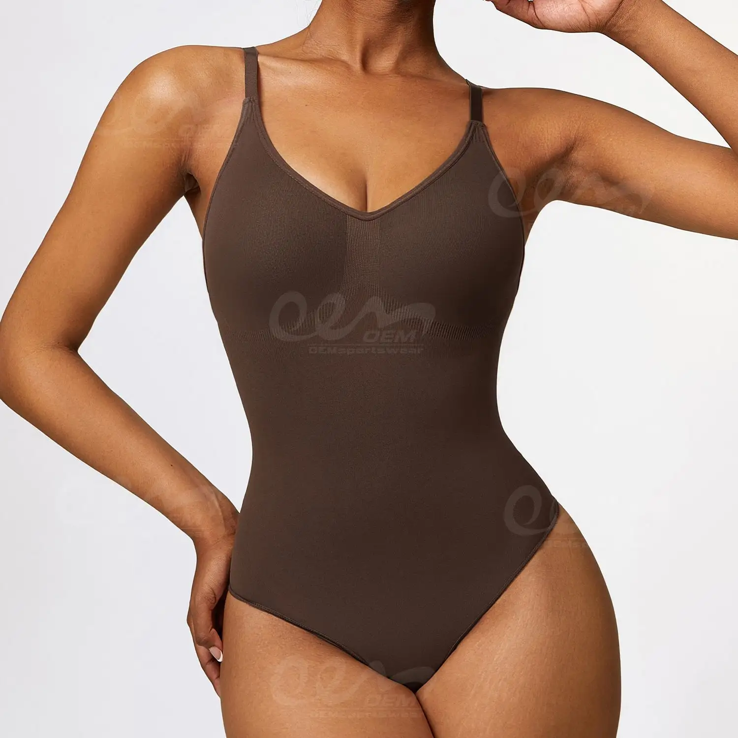 Bán Buôn Giản Dị Scoop Phía Trước Đường Viền Cổ Áo Liền Mạch Thong Bodysuits Có Thể Điều Chỉnh Dây Đeo Điêu Khắc Một Mảnh Yoga Mặc