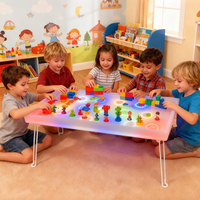 Table de Peinture au Sable Lumineuse à LED pour Enfants avec Contrôle Tactile et Pieds Pliables