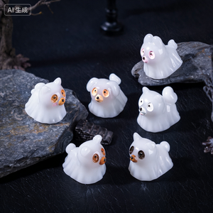 Figur Miniatur Resin Hewan Hantu Bercahaya dalam Gelap, Lukisan Tangan Artistik DIY, untuk Pesta Halloween dan Lanskap Mikro - Product Image 3
