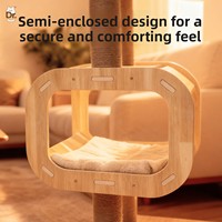 Arbre à chat et nid de luxe multicouche en bois massif, design capsule spatiale, tour d'escalade pour chat peu encombrante pour petit appartement