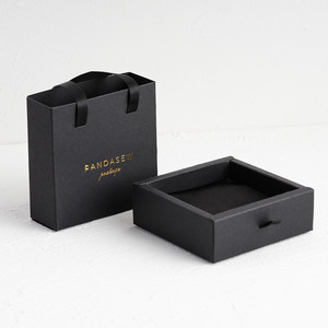 PandaSew Logo Tùy Chỉnh In Sang Trọng Trượt Xử Lý Đen Giấy Các Tông Quà Tặng Bao Bì Bracelet Drawer Jewelry Box - Product Image 6