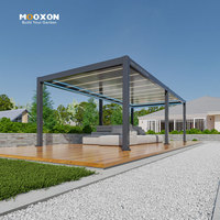Pergola motorisée de qualité supérieure avec toit à persiennes et enceinte en verre pliable