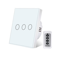 Interrupteur à télécommande sans fil de type 86 conforme aux normes européennes, panneau en verre trempé, AC 220V, contrôle RF 433 MHz traversant les murs