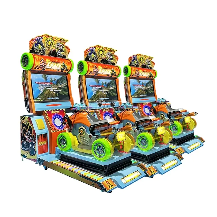 Full Motion Crazy Four Wheel Drive Coin Operated Car Racing Arcade Simulator Video Game Machine For Sale