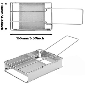<span class=keywords><strong>Grille</strong></span>-<span class=keywords><strong>pain</strong></span> de camping pliable en acier inoxydable avec longue poignée, conception ergonomique pour une utilisation facile, compatible lave-vaisselle et sans danger pour les aliments - Product Image 2