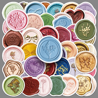 Autocollants de sceau de cire de dessin animé Vintage personnalisés 50 pièces décalcomanies étanches pour tasses/revues quantité minimale de commande 50 ensembles fournitures de Scrapbooking bricolage