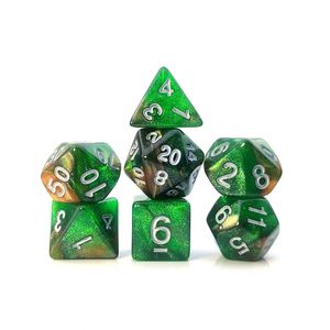 Dados de D&D de gemas poliédricas brillantes de dos colores personalizados al por mayor de fábrica - Product Image 1