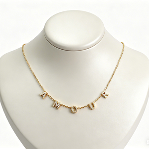 Collana con Ciondolo a Forma di Lettera <span class=keywords><strong>AMOUR</strong></span> in Acciaio Inossidabile Placcato Oro 18k, Regalo per Donne, Gioielli in Acciaio Inossidabile all'Ingrosso - Product Image 6