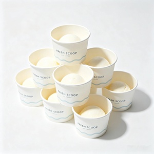 Custom Logo White Ice Cream Paper <b>Cup</b> 4oz 6oz 8oz With Spoon Lid Dessert Packaging Bulk - Product Image 2