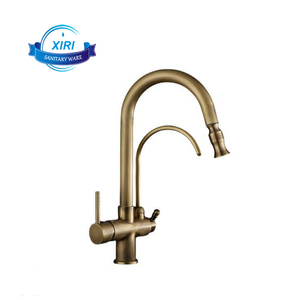 Antico due tubi estraibile montaggio a ponte <span class=keywords><strong>rubinetto</strong></span> del bacino miscelatore <span class=keywords><strong>acqua</strong></span> purificata <span class=keywords><strong>rubinetto</strong></span> finitura rame lavandino del bagno <span class=keywords><strong>acqua</strong></span> fredda calda AF0759 - Product Image 1