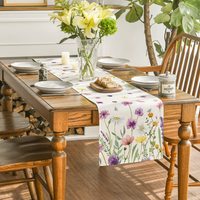 Lavande tulipe printemps chemin de table fleurs fraîches été linge de table décoration de table à manger