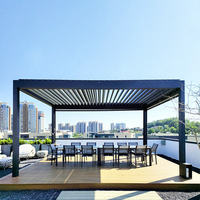 Pavillon en aluminium à persiennes électriques personnalisable avec toit réglable pour la protection solaire extérieure, les jardins, les cours et les espaces de loisirs