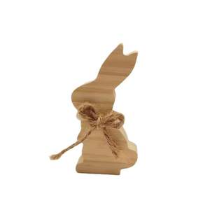 ของตกแต่งกระต่ายไม้สำหรับเทศกาลอีสเตอร์ ขนาด 22 ซม. สีไม้ธรรมชาติ ของตกแต่งงานฝีมือสำหรับใช้ในบ้าน ตั้งโต๊ะ แขวนผนัง หรือใช้เป็นพร็อพถ่ายรูป - Product Image 3