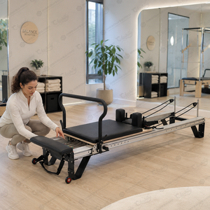 Reformer <span class=keywords><strong>Pilates</strong></span> Professionale in Alluminio di Alta Qualità con Accessori in Legno per Studio Commerciale - Product Image 2