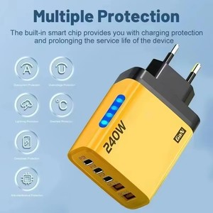 Caricatore Multiporta a Ricarica Rapida 240W, <span class=keywords><strong>2</strong></span> USB + 3 Type <span class=keywords><strong>C</strong></span>, Compatibile con Adattatore, Testa di Ricarica GaN - Product Image 6