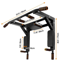 Barre de traction et de musculation réglable en acier, à fixer au mur, équipement de fitness pour la maison, noir, charge maximale 300 kg