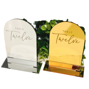Porta Segnaposto da Tavolo Moderno Personalizzabile in Acrilico Trasparente 5x7, Numeri da Tavolo ad Arco per Decorazioni per Feste e Forniture per Matrimoni - Product Image 1