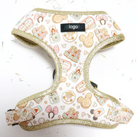 Ensemble de harnais pour chien de luxe au design original avec collier et laisse, à libération rapide, motif floral, en polyester