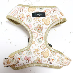 Origineel ontwerp luxe hondenharnasset met halsband & riem, snelkoppeling, bloemenpatroon, polyester materiaal - Product Image 3