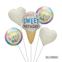 Ensemble de ballons en feuille d'aluminium de qualité supérieure pour célébration d'anniversaire avec design de gâteau, ballons ronds, ballons étoiles, décoration d'événements, vente en gros