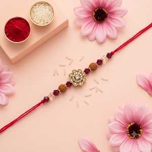 Bracelet ethnique indien Rakhi Rudraksha Kalava en fil de soie de qualité supérieure pour les célébrations culturelles – Meilleur prix disponible - Product Image 1