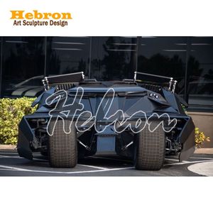 Sculpture abstraite de voiture d'accident en métal, finition miroir, en acier inoxydable, pour extérieur, modèle de la voiture de <span class=keywords><strong>Batman</strong></span>, réplique 1:1 fonctionnelle - Product Image 1
