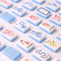 Jeu de Mahjong américain de luxe Ohmymahjong, 160 tuiles en acrylique bleu à dos sculpté, 2 couches, jeu de voyage pour 4 personnes, vente chaude