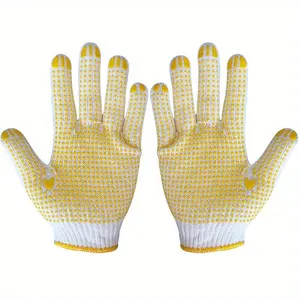 7gaug/10 gauge White PVC Dotted Cotton Gloves Saftey Working Cotton Yarn Glove with PVC Dots