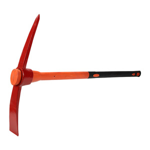 Pioche rouge thermolaquée tout-en-un à tête croisée pour creuser des pousses de bambou, avec pelle à griffes pour enlever les racines d'arbres et défricher - Product Image 5