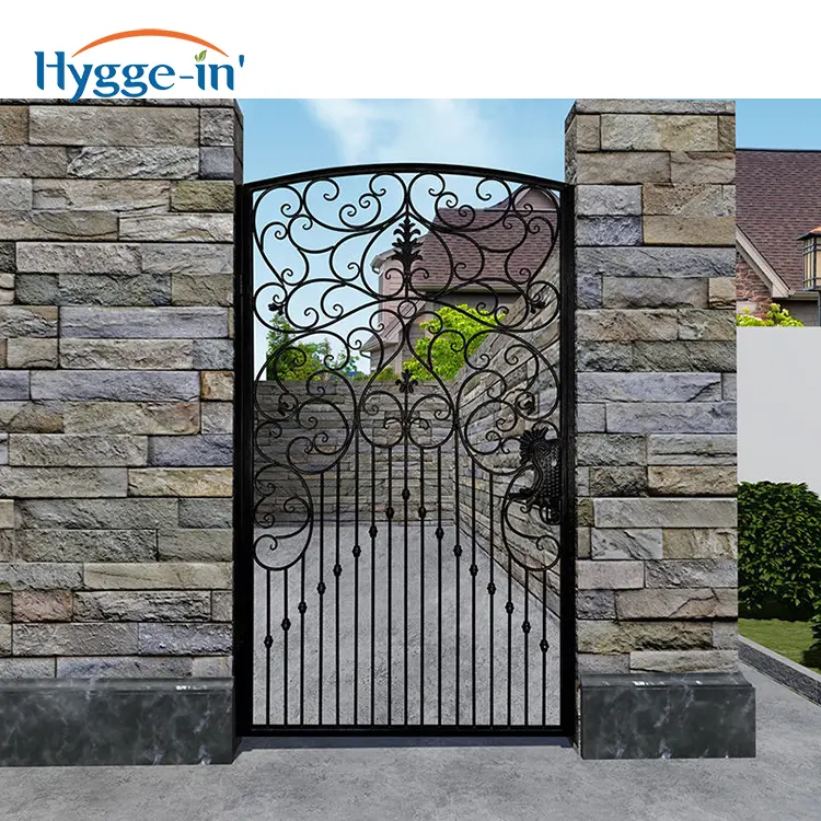 High Quality Galvanized Metal Models Wrought Iron Gates Single Main Door Exterior Iron Gate Price