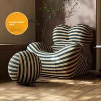 Fauteuil de détente moderne en forme de haricot, entièrement en mousse compressée, pour salon, en tissu, spécial confort maternel