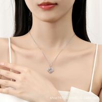 Pendentif de luxe en argent sterling 925 plaqué or, motif fleur de cerisier à quatre feuilles, collier de mariage élégant, bijoux pour femmes, cadeau pour filles, style chinois