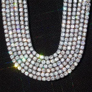 AAA Gems Different Sizes VVS Tennis Chains Necklace Moissanite Tennis Link 925 Moissanite Tennis Chain VVS Diamond Chains