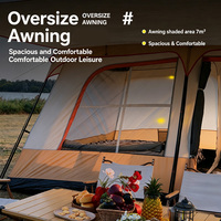 Tente de camping de plage pour 6 à 10 personnes, grande auvent avec espace supplémentaire, deux chambres et un grand hall pour les voyages en groupe