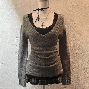 Maglione Americano Retrò Stile Harajuku Y2K per <span class=keywords><strong>Donna</strong></span>, Pullover Lavorato a Maglia Autunno/Inverno, Casual, Aderente, Chic, Tinta Unita, Abbigliamento Gotico - Product Image 6