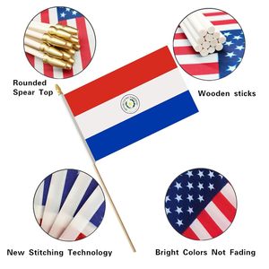 Paquete de 12 Banderas de Paraguay de 5x8 Pulgadas, Mini Banderas Paraguayas para Decoración de Fiestas, Banderas Promocionales para el Mundo - Product Image 3