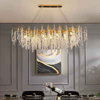 Lampe de salon en cristal de style français simple, lampe de chambre à coucher en aluminium créative, lampe de salle à manger en forme de branche d'arbre, lustre de salon