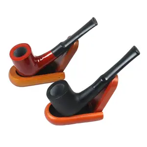 थोक लाल और काले धूम्रपान पाइप पुरुषों की एक प्रकार का प्लास्टिक तंबाकू पाइप सीधे संभाल महोगनी पाइप 20 लकड़ी के हस्तशिल्प
