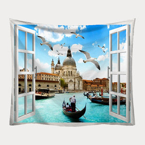 Tapisserie murale en polyester imprimée Ciel Bleu Colisée, éclairage naturel intérieur, lavable en machine, décoration murale, vente en gros - Product Image 2
