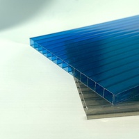 Panneau en polycarbonate translucide bleu, plaque creuse en PC, taille personnalisée pour toit, lucarne, serre, auvent