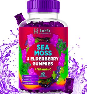 Gummies de mousse de mer pour adultes en marque blanche OEM/ODM, riches en minéraux, vitamines et fibres alimentaires, 60 unités, gestion de l'énergie - Product Image 1