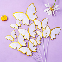 Décoration de gâteau d'anniversaire, insert de pâtisserie, papillon coloré en feuille d'or, drapeau ondulé, modèle DIY populaire sur internet pour table de desserts